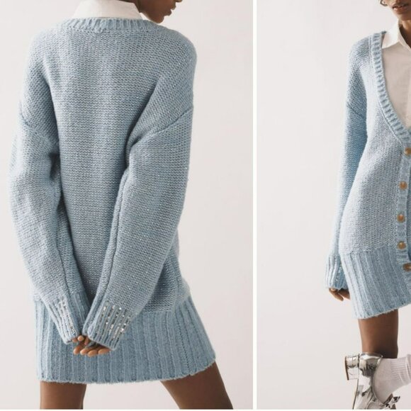 Anthropologie Maeve Layered Sparkle Cardigan Sweater Mini Dress - Picture 4 of 12